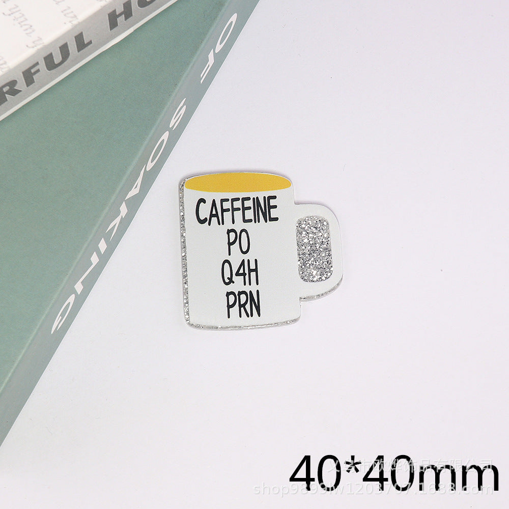 Wholesale 10pcs powder cartoon letter beverage love bag jewelry acrylic pin DIY patch accessories