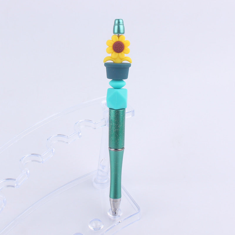 Wholesale Handmade Bead Pen Sunflower Silicone Ballpoint Pen
