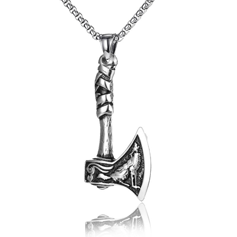 Wholesale Pirate Wolf Axe Stainless Steel Necklace