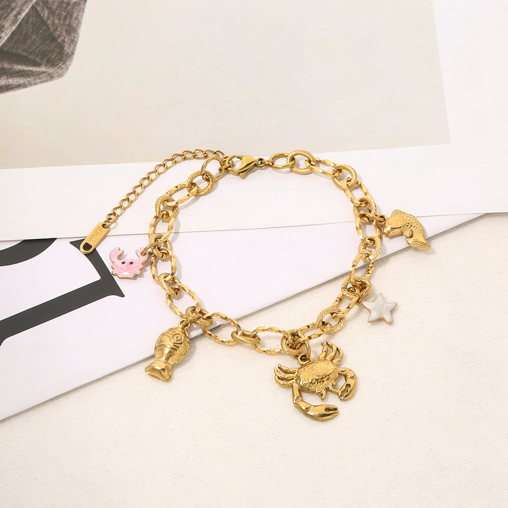 Wholesale Stainless Steel Heart Cherry Bracelet