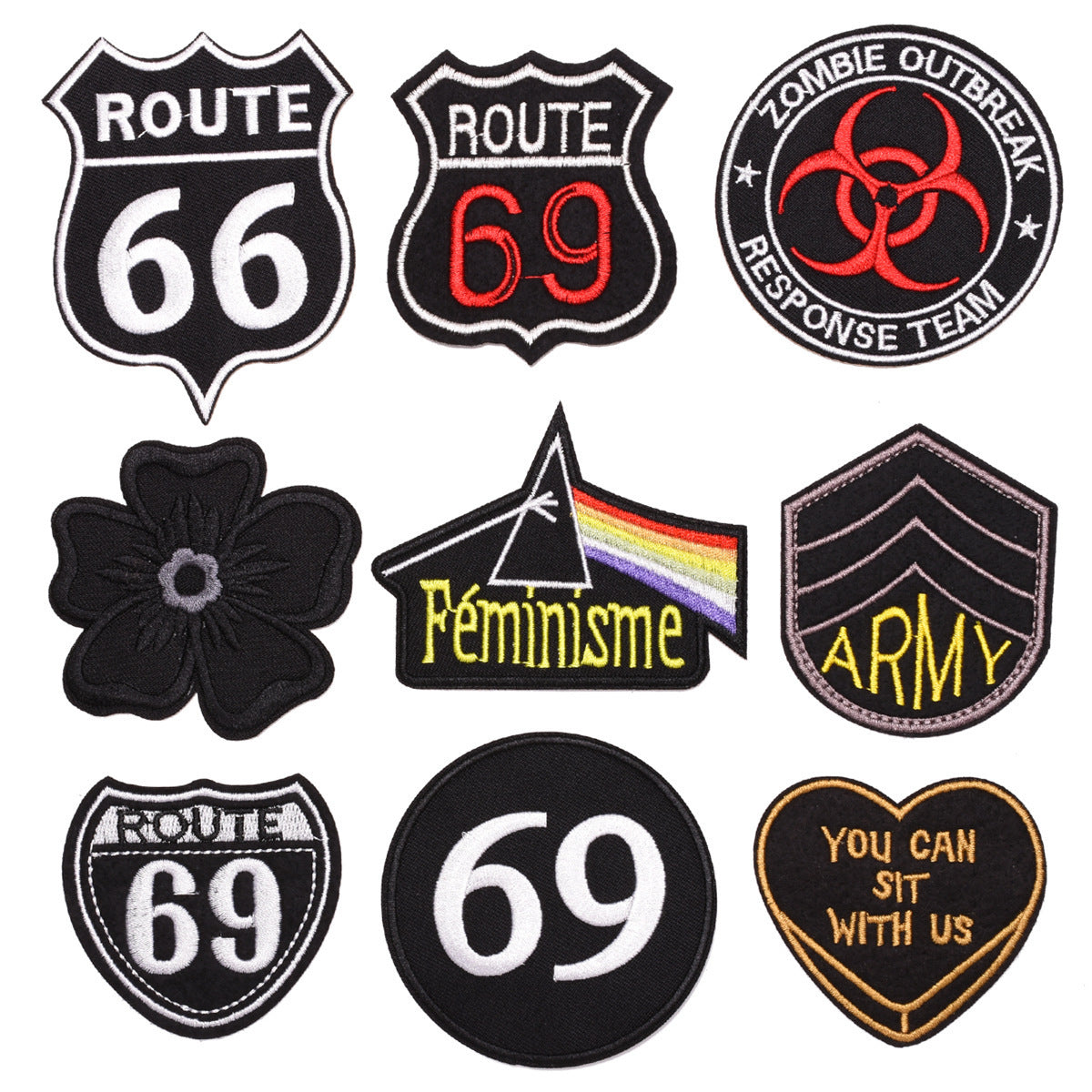 Wholesale 9Pc Embroidered Cloth Patches Set DIY Sew On Badges For Jeans ets Fashion Accessory Boutique Gift For Craft Supply Resale