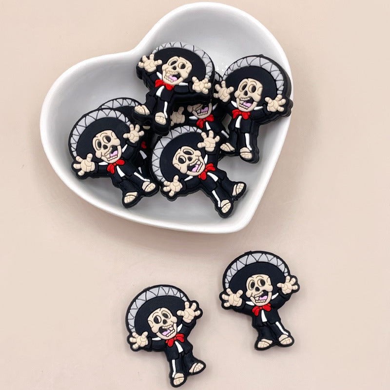 Wholesale 20pcs/pack cartoon skull silicone beads DIY beads