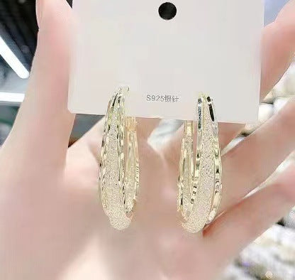 Wholesale Geometric Metal Mesh Crystal Hoop Earrings