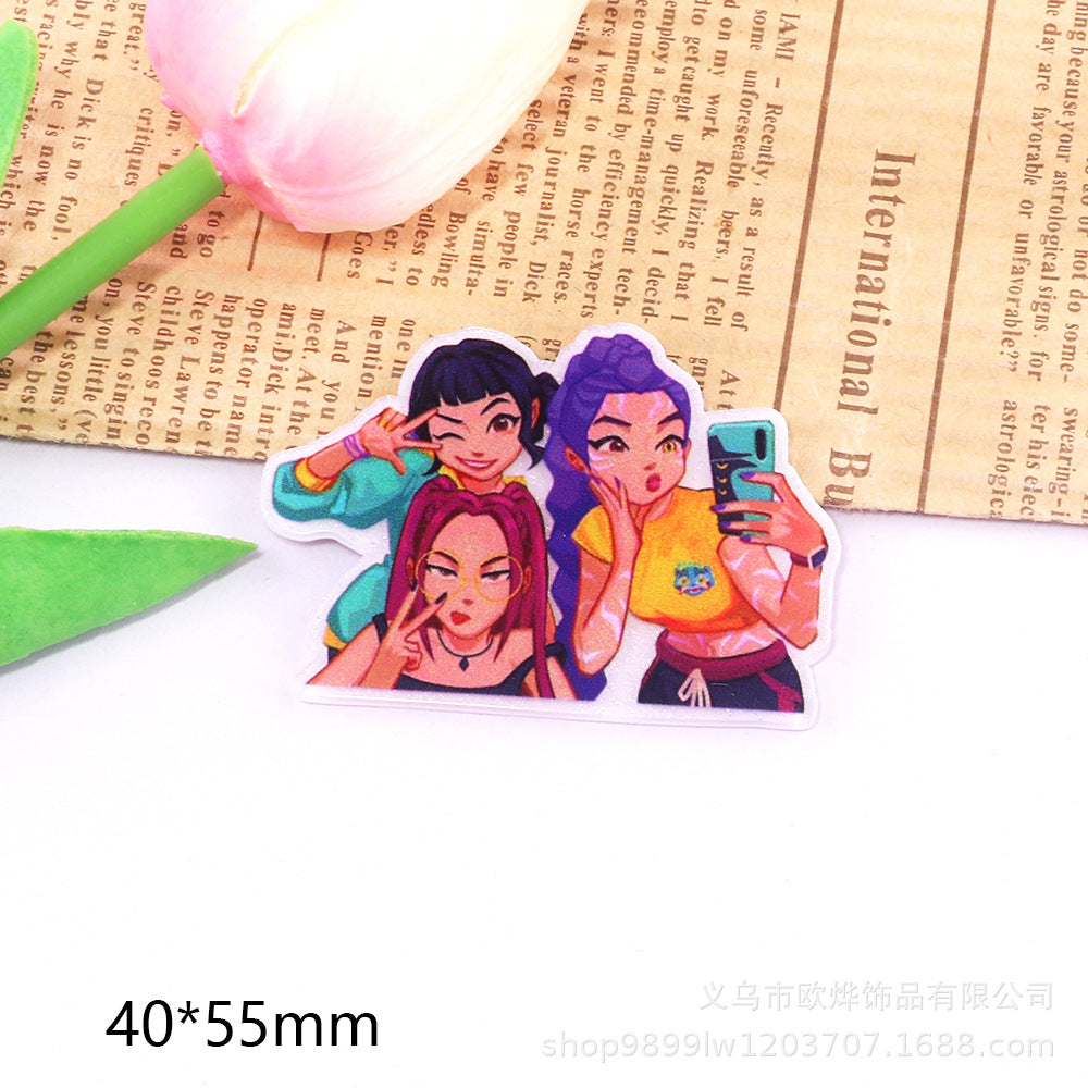 Wholesale 10pcs/ pack Cartoon Girl Cute Acrylic Pin Cute DIY Accessories