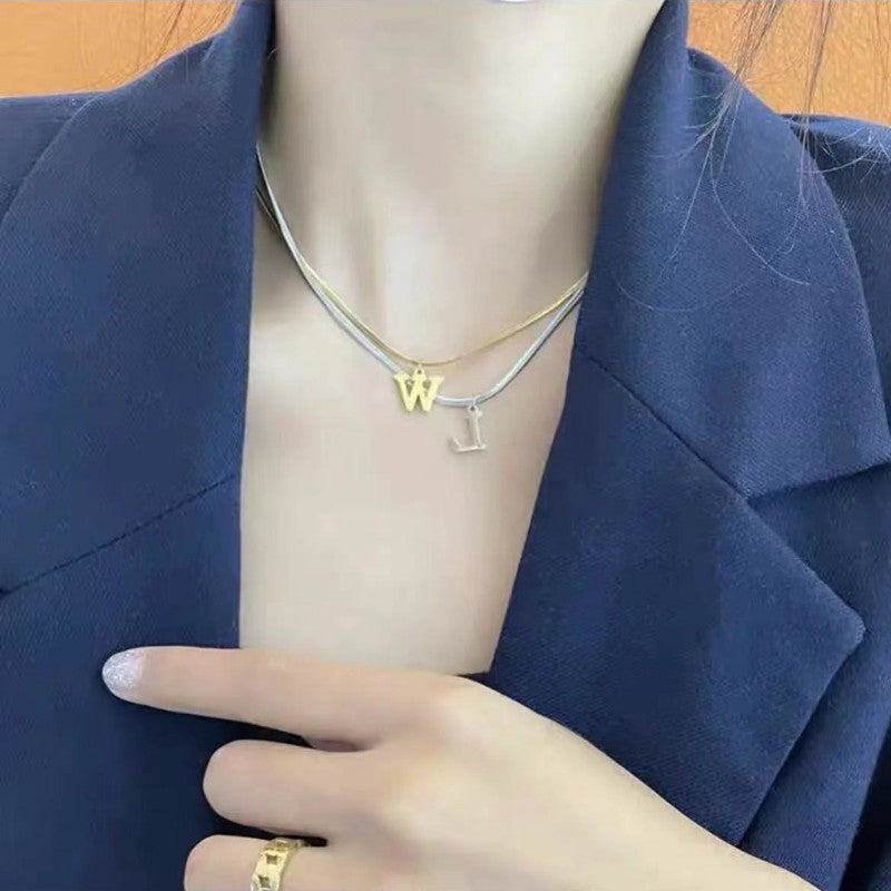 Wholesale Titanium Steel Mirror Polished 26 English Letters Necklace