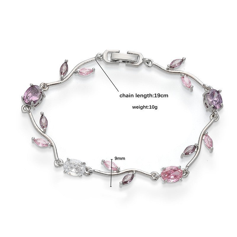 Wholesale Luxury Copper Inlaid Colored Diamond Bracelet Necklace Set