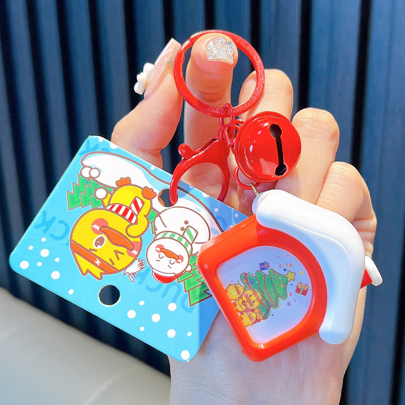 Wholesale Christmas Series Little Yellow Duck Sound Music House Luminous Night Light Keychain