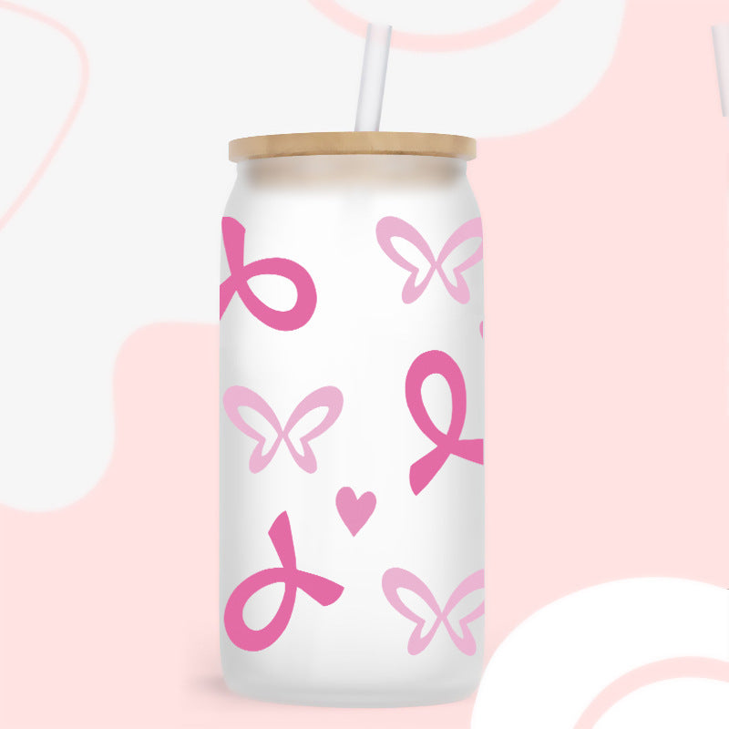Wholesale Pink Love Butterfly 16oz Cup UV DTF Wraps