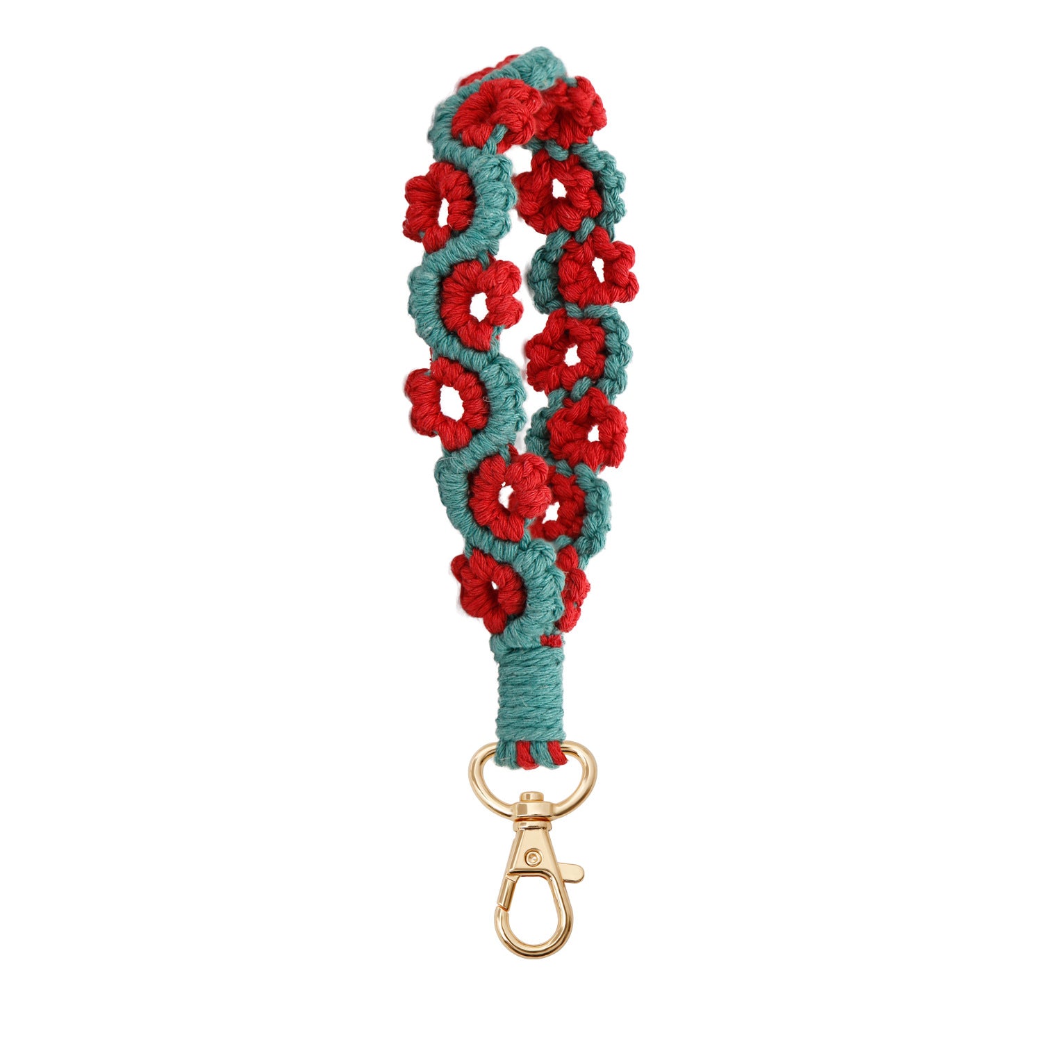 Wholesale Cotton Rose Woven Wristband with Keychain