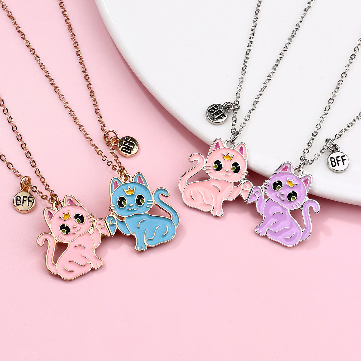 Wholesale children' s magnetic necklace BFF alloy jewelry cartoon girl pendant