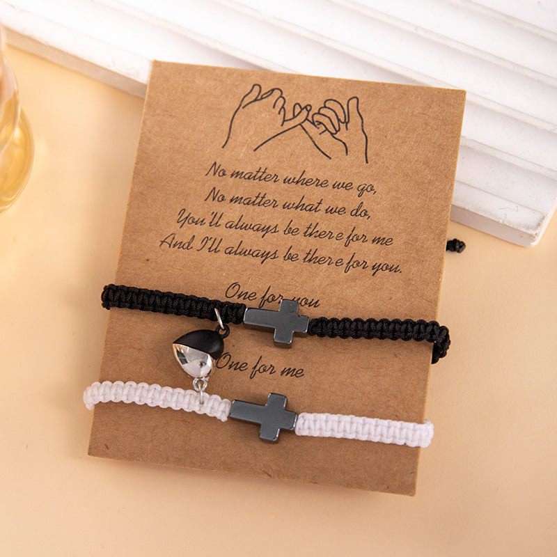 Wholesale Valentine' s Day Handmade Love Magnetic Cross Bracelet