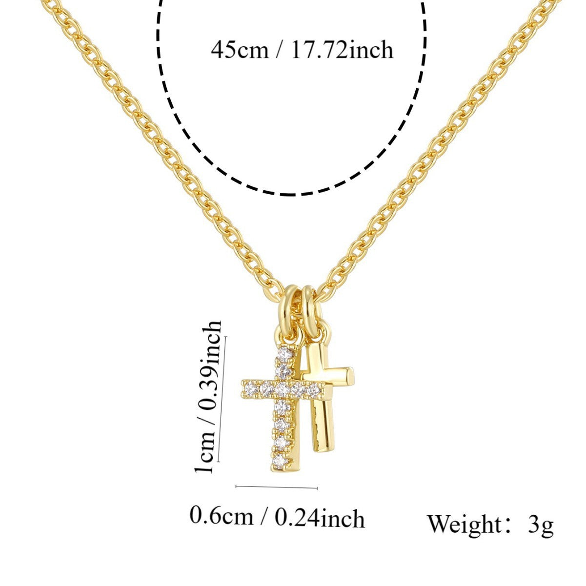 Wholesale Gold-plated zircon cross retro personality niche design necklace