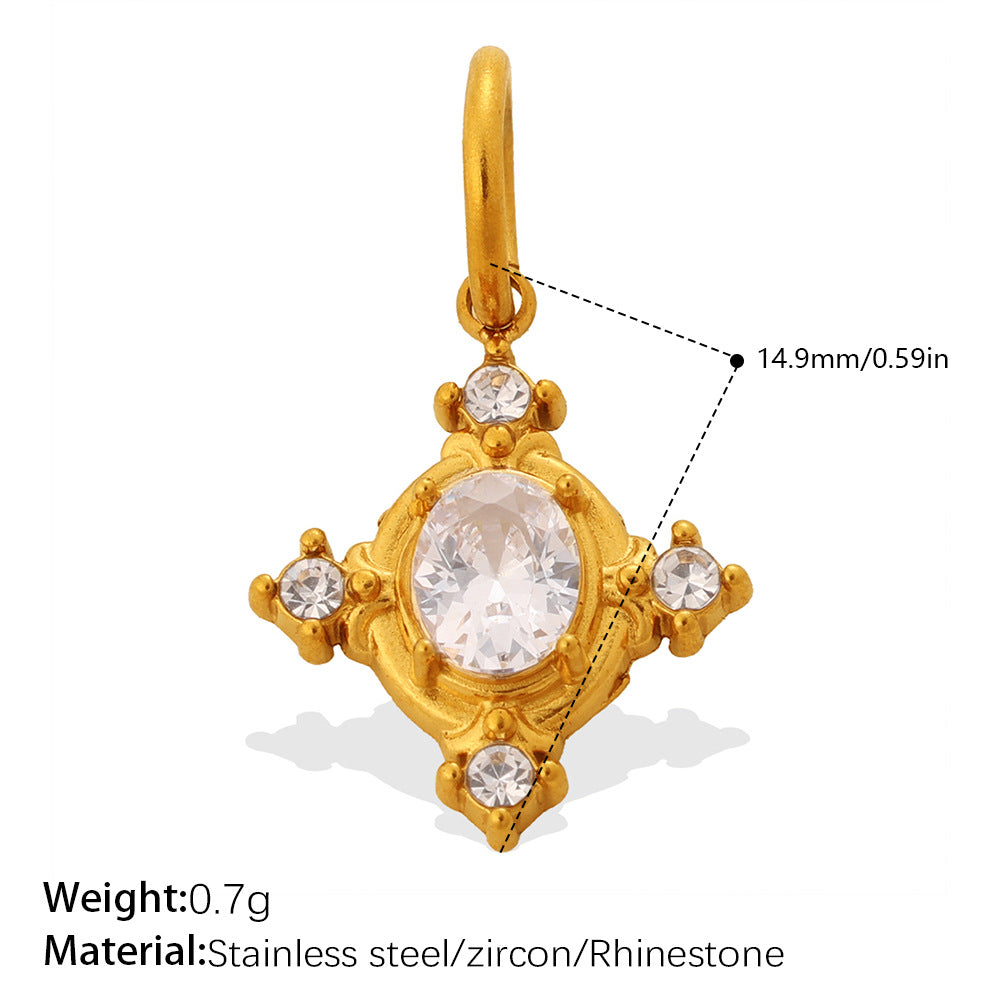 Wholesale Stainless Steel Zircon Sunflower Teardrop Pendant