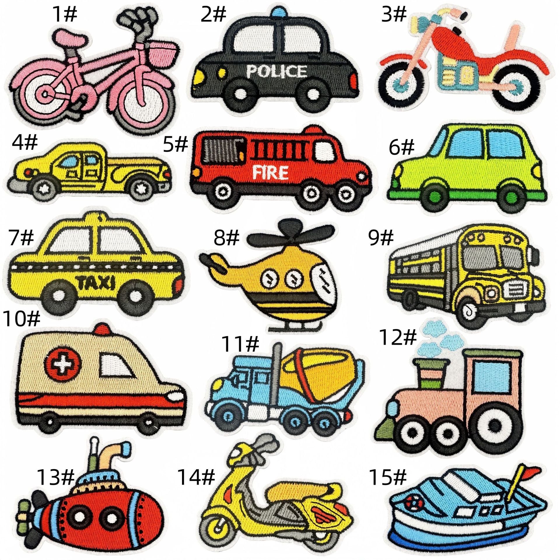 Wholesale Transportation cartoon car embroidered patch