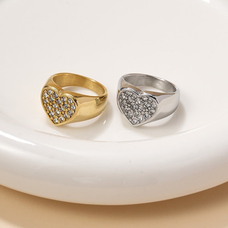 Wholesale Love Diamond Set Titanium Steel Rings