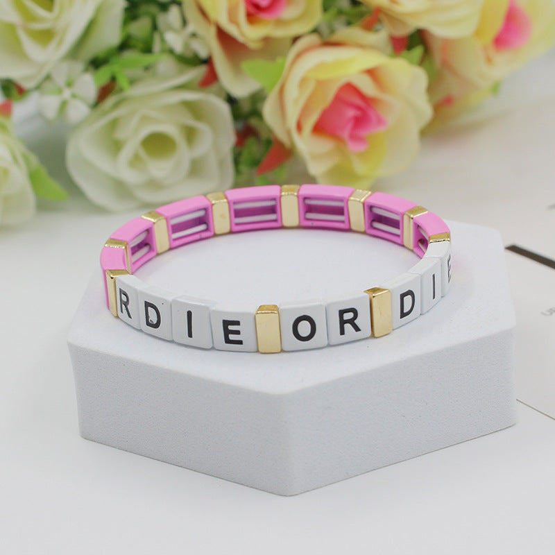 Wholesale Bohemian Alphabet Stretch Alloy Bracelet