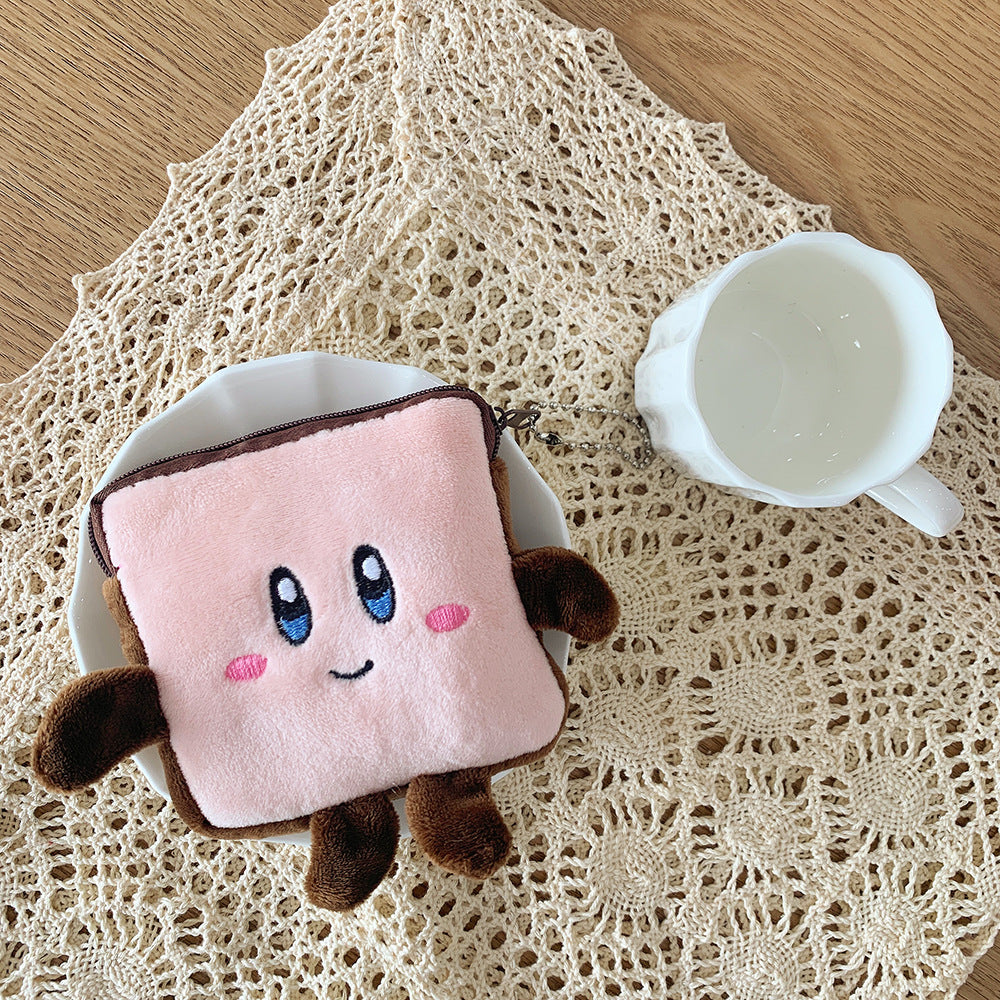 Wholesale Square Toast Coin Purse Storage Bag Creative Plush Mini Wallet
