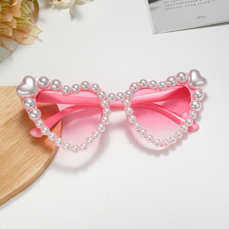 Wholesale Heart shaped Party Love Pearl Sunglasses