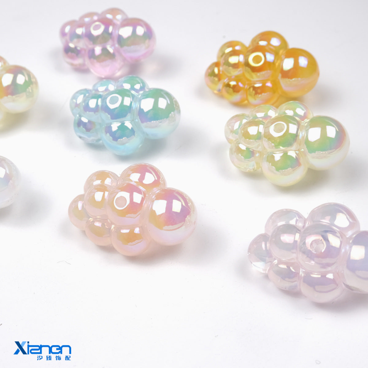 Wholesale 10pcs Transparent UV Colorful Perforated Cloud Acrylic Beads