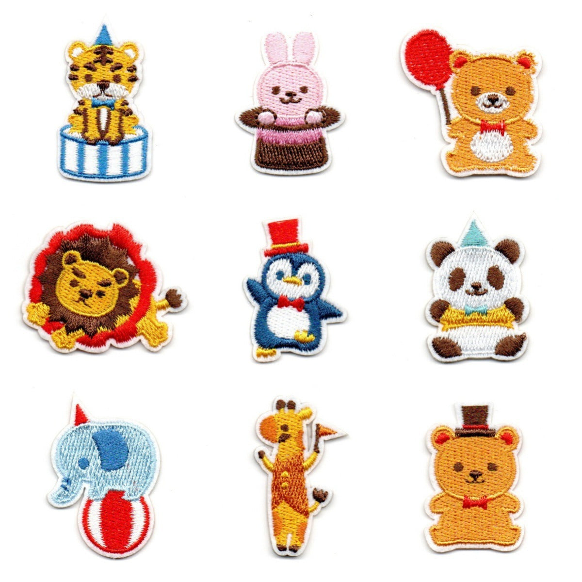 Wholesale 9 Pcs Embroidered Animal Patches Cartoon Lion Elephant Kids Clothing Towel Applique DIY Craft Gift