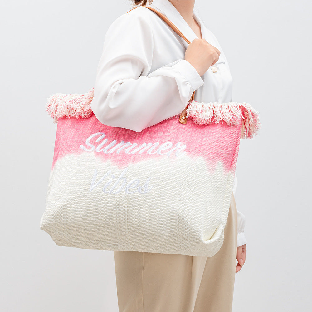 Wholesale Embroidered Tote Bag Tassel Canvas Bag