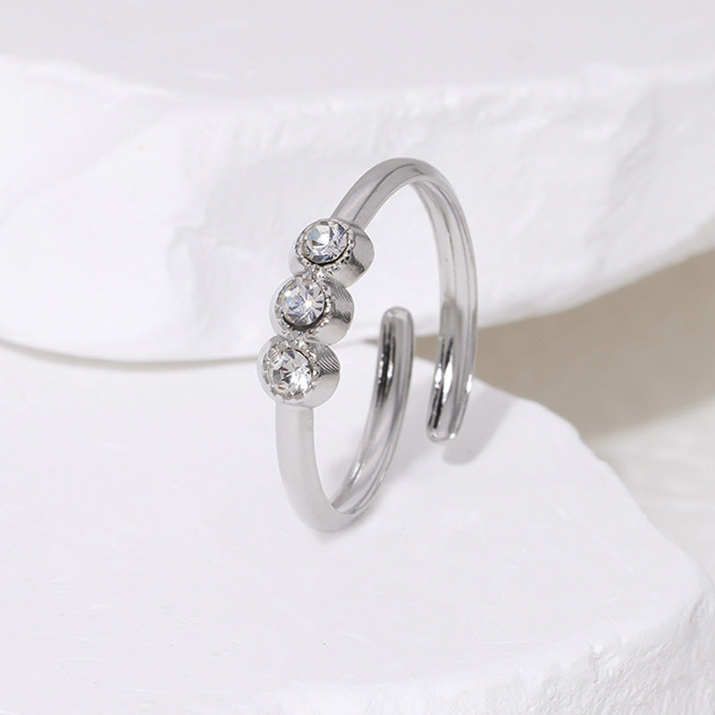 Wholesale Diamond-Set Stainless Steel  Open Ring