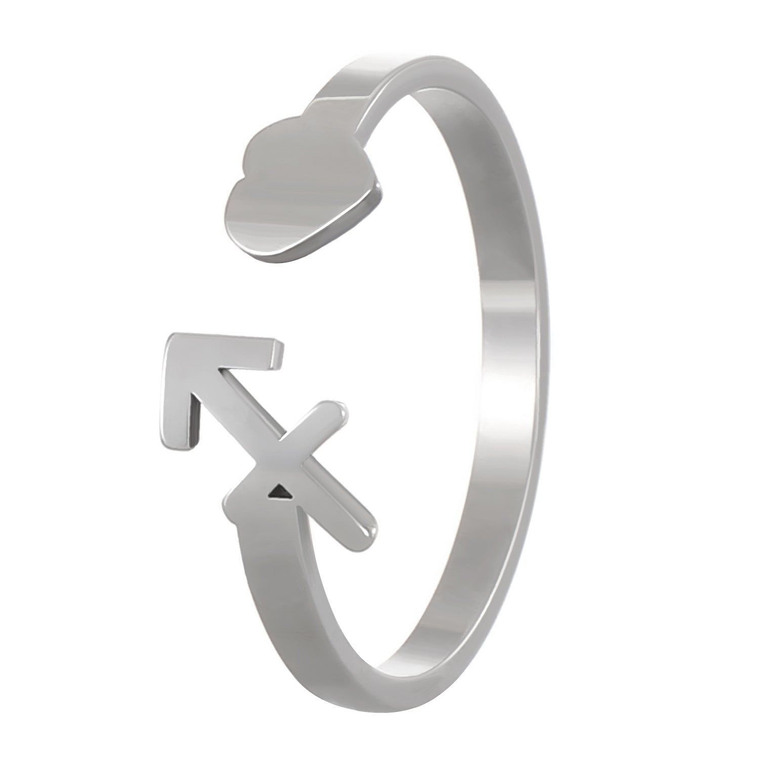 Wholesale Stainless Steel Twelve Constellations Three-dimensional Love Opening Adjustable Ring