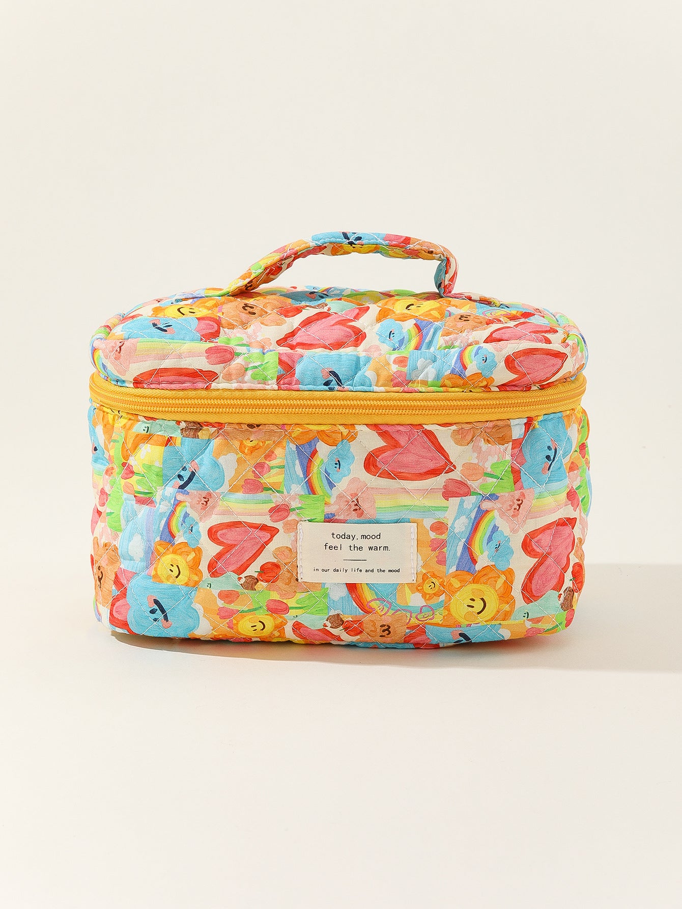 Wholesale Portable Large Capacity Striped Polka Dot Portable Quilted Cotton Cute Flower Cosmetic Bag