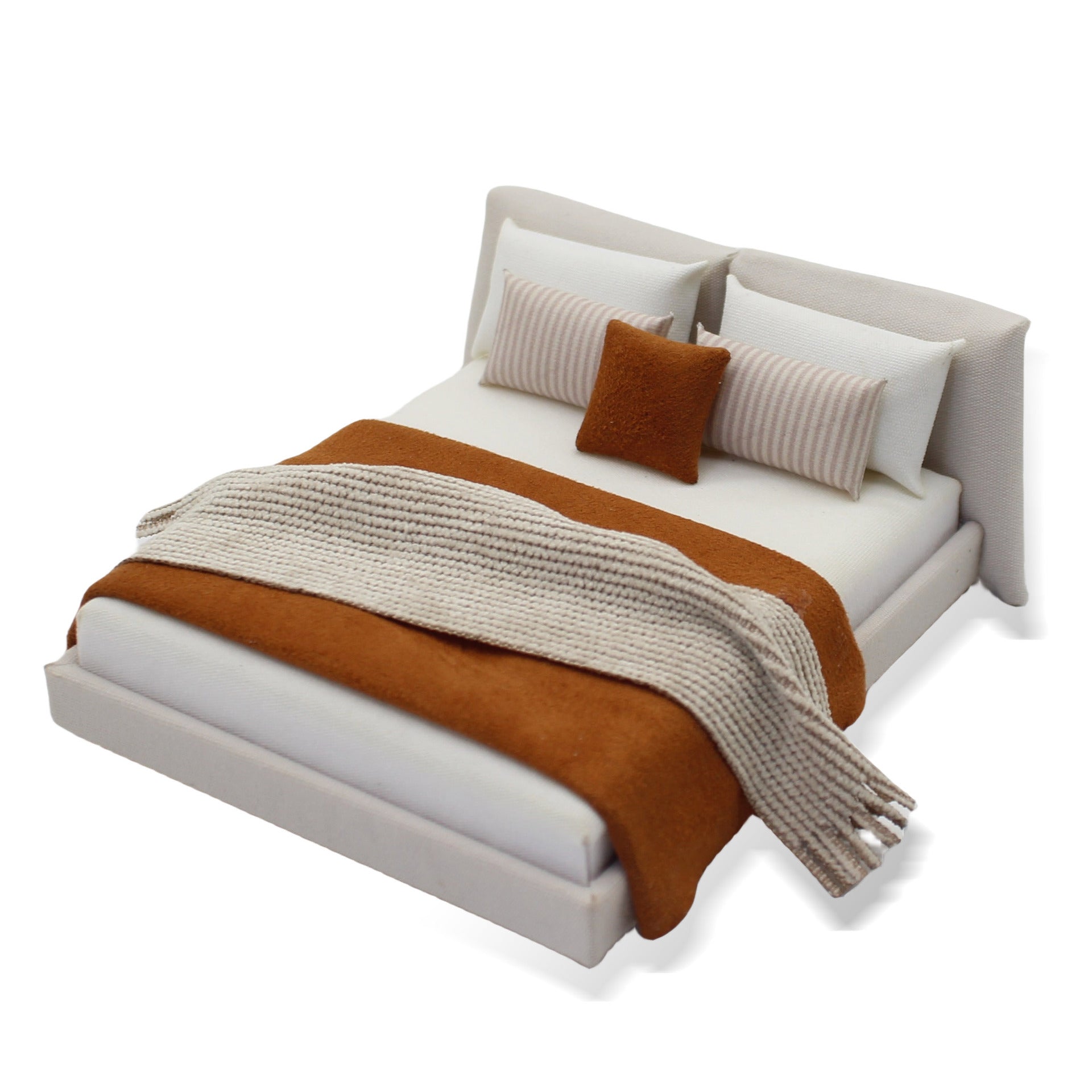 Wholesale Indoor small furniture   mini bed  cream style double bed Doll Accessories