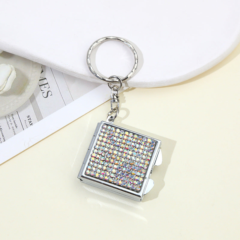 Wholesale Rhinestone Mini Makeup Mirror Keychain