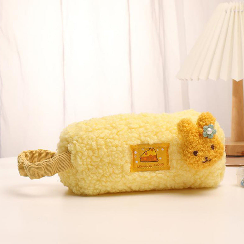 Wholesale Portable Lamb Wool Large Capacity Simple Pencil Case