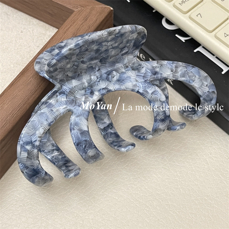 Wholesale Blue Pattern Acetate Octopus Hair Clip