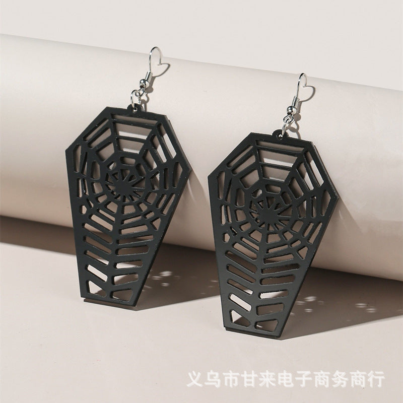 Wholesale 2pairs/pack Halloween Spider Web Punk Style Acrylic Earrings
