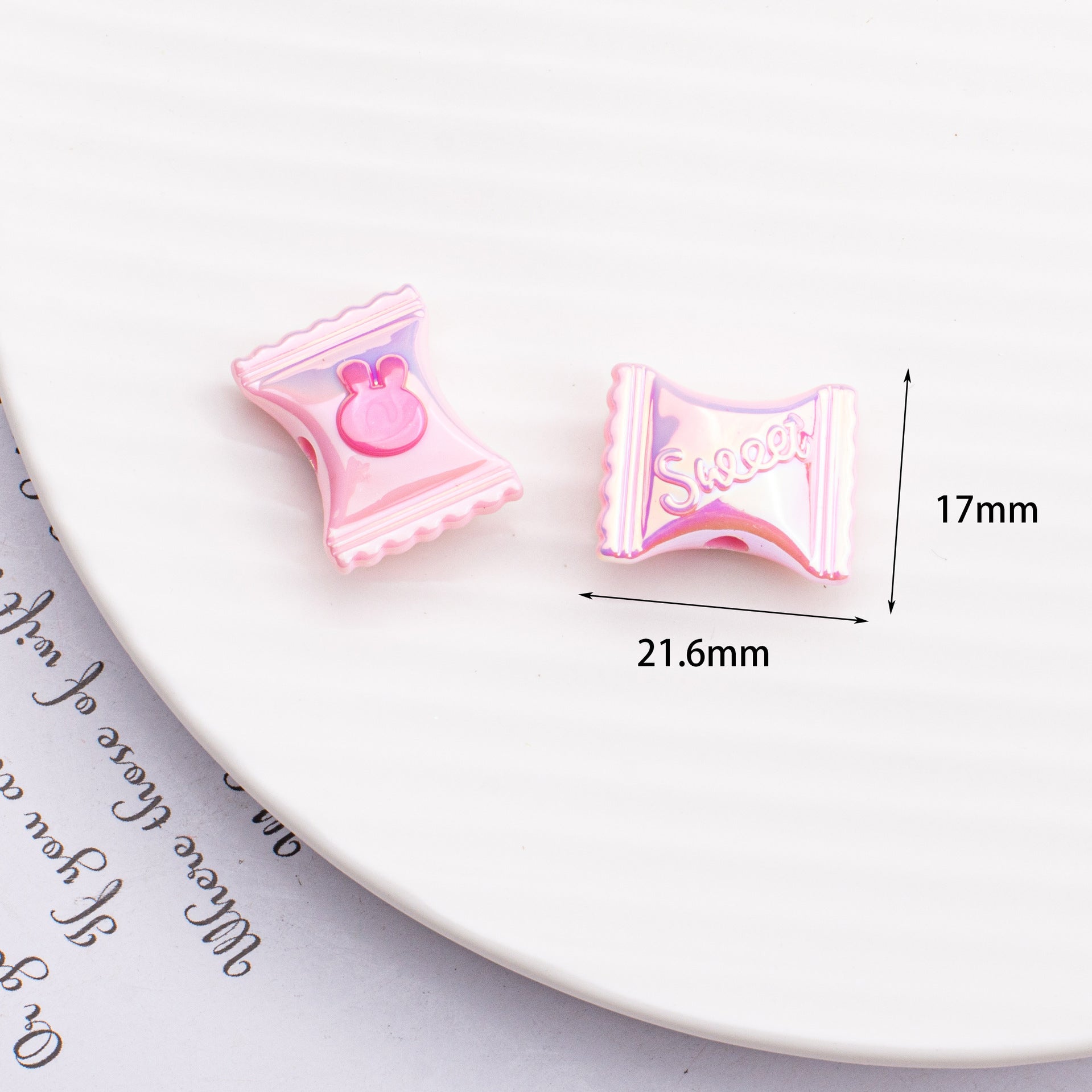 Wholesale 10PCS V-plated Two-color Bunny Candy Cross-hole Acrylic Straight Hole Beads
