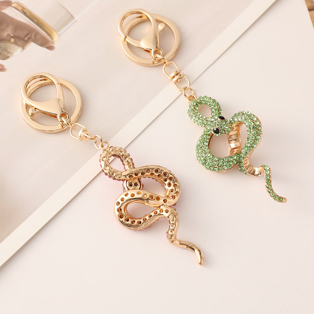 Wholesale Zodiac series metal diamond animal snake key chain pendant exquisite bag ornaments small gifts