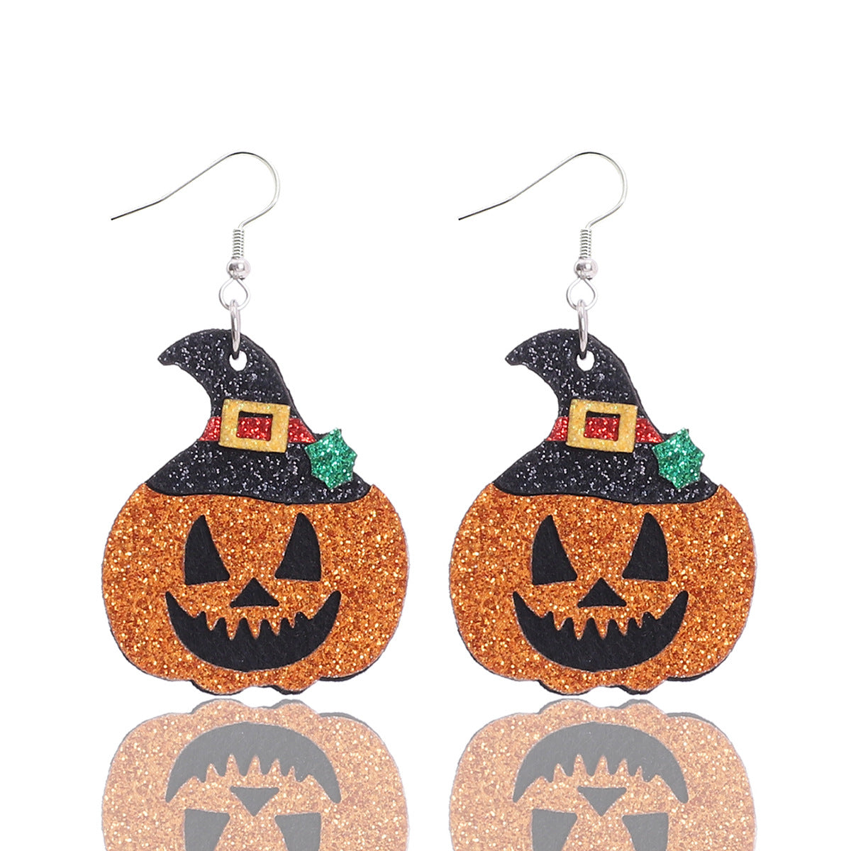 Wholesale Halloween Pumpkin Hat Leather Earrings