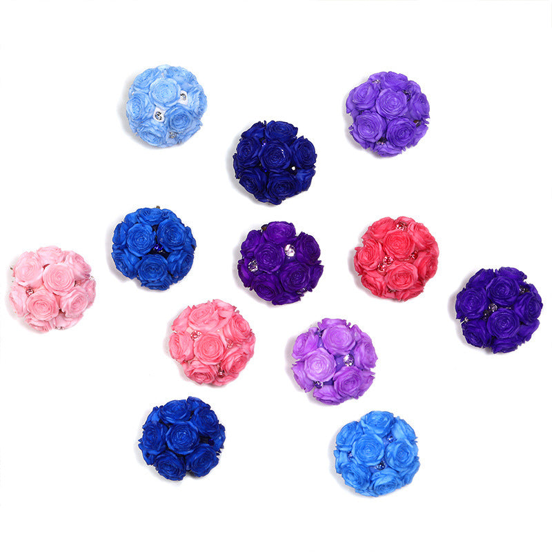 Wholesale 10pcs Colorful Rose Diamond Ball Round Acrylic Beads