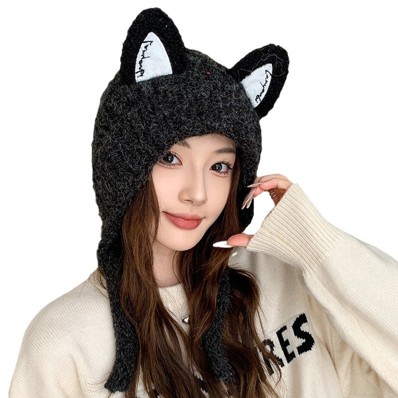 Wholesale Pointy Ear Knit Warm Ear Protector Winter Wind Chill Pullover Ski Cycling Hat