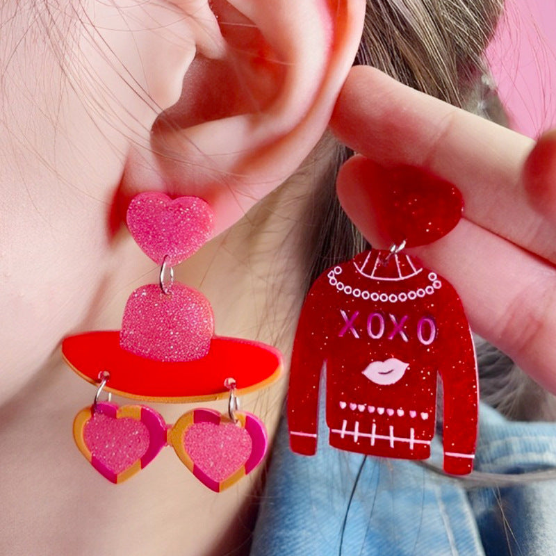 Wholesale Valentine's Day Tassel Balloon Love Acrylic Print Simple Fashion Earrings