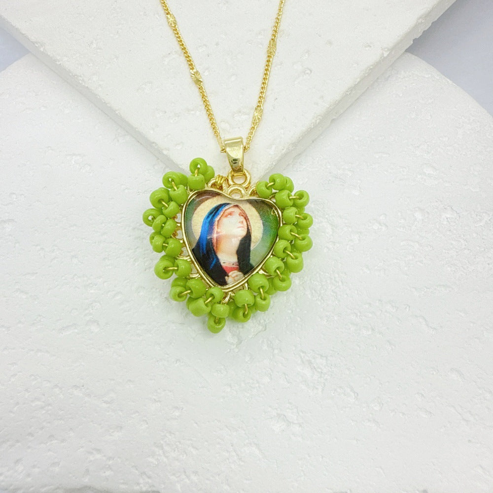 Wholesale Golden Rice Bead Love Pendant heart necklace