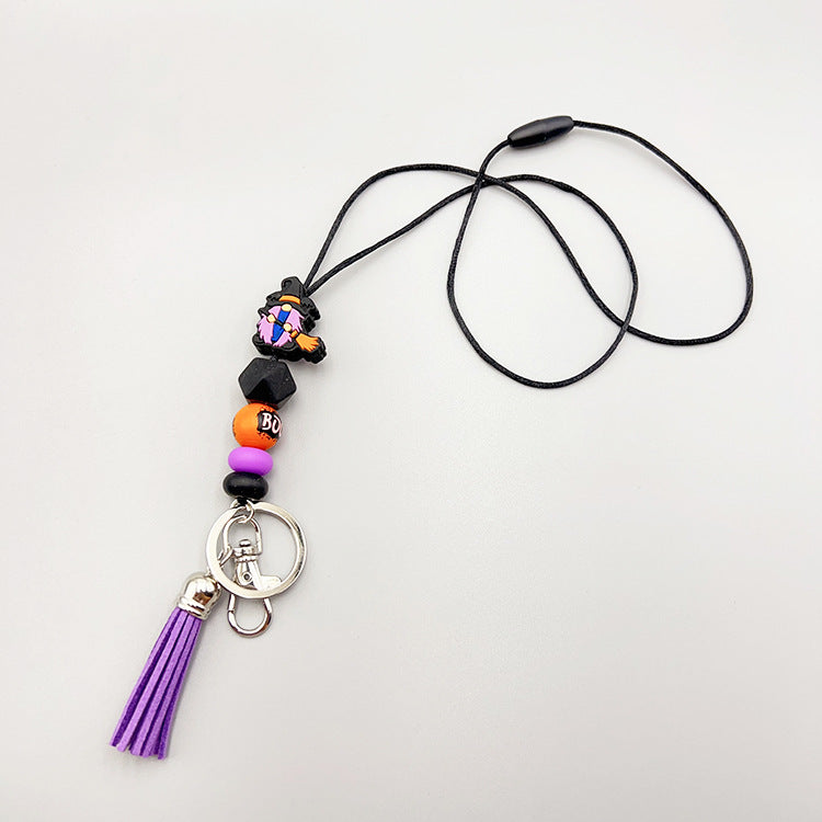 Wholesale Halloween Silicone Beads Easy Pull Lanyard Keychain