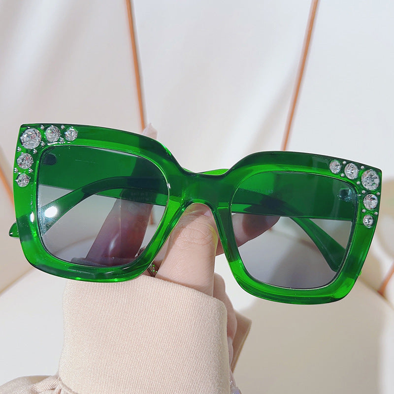Wholesale Square Diamond Studded Fashion Sunglasses