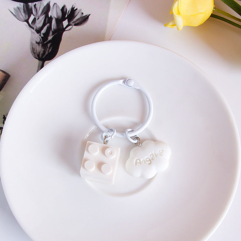 Wholesale Plastic Building Block Cloud Keychain