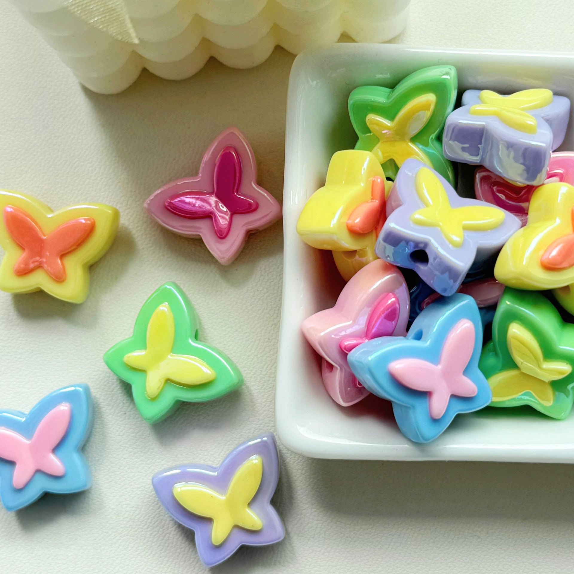 Wholesale 10pcs Color matching five-pointed star flower love resin beads