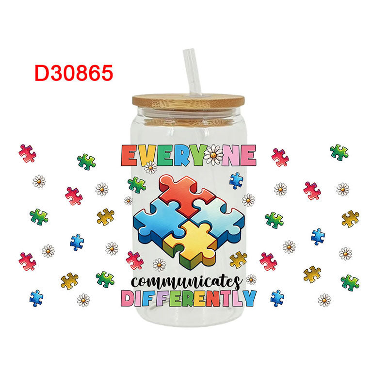 Wholesale Color Puzzle Teacher's Day 16oz Cup UV DTF Wraps