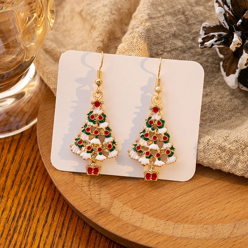 Wholesale Candy Cane Bell Elk Earrings