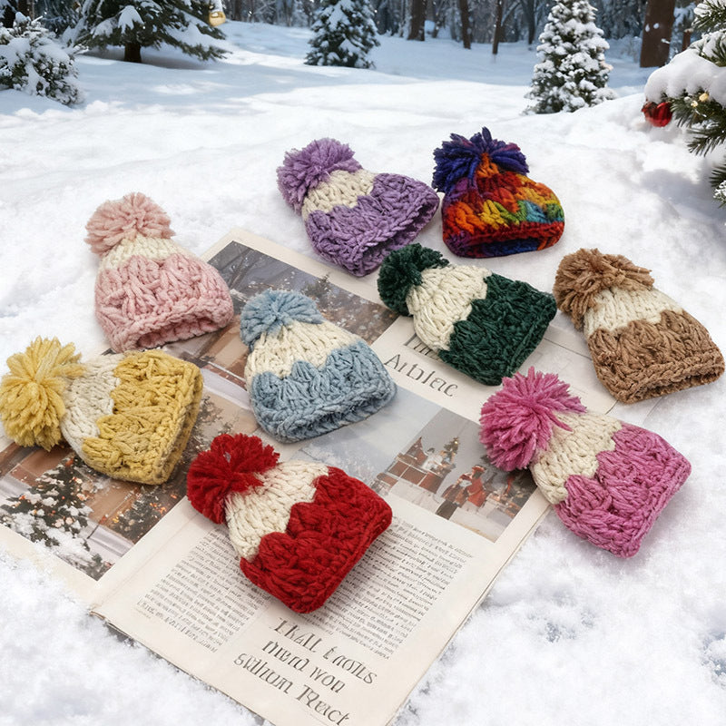 Wholesale 2pcs Cartoon Doll Woolen Hat Doll Accessories