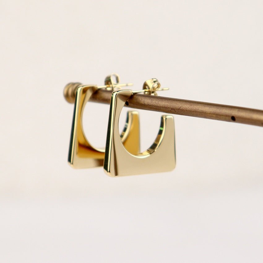 Wholesale Stainless Steel 8K Gold Simple Geometric Small Mini Earrings
