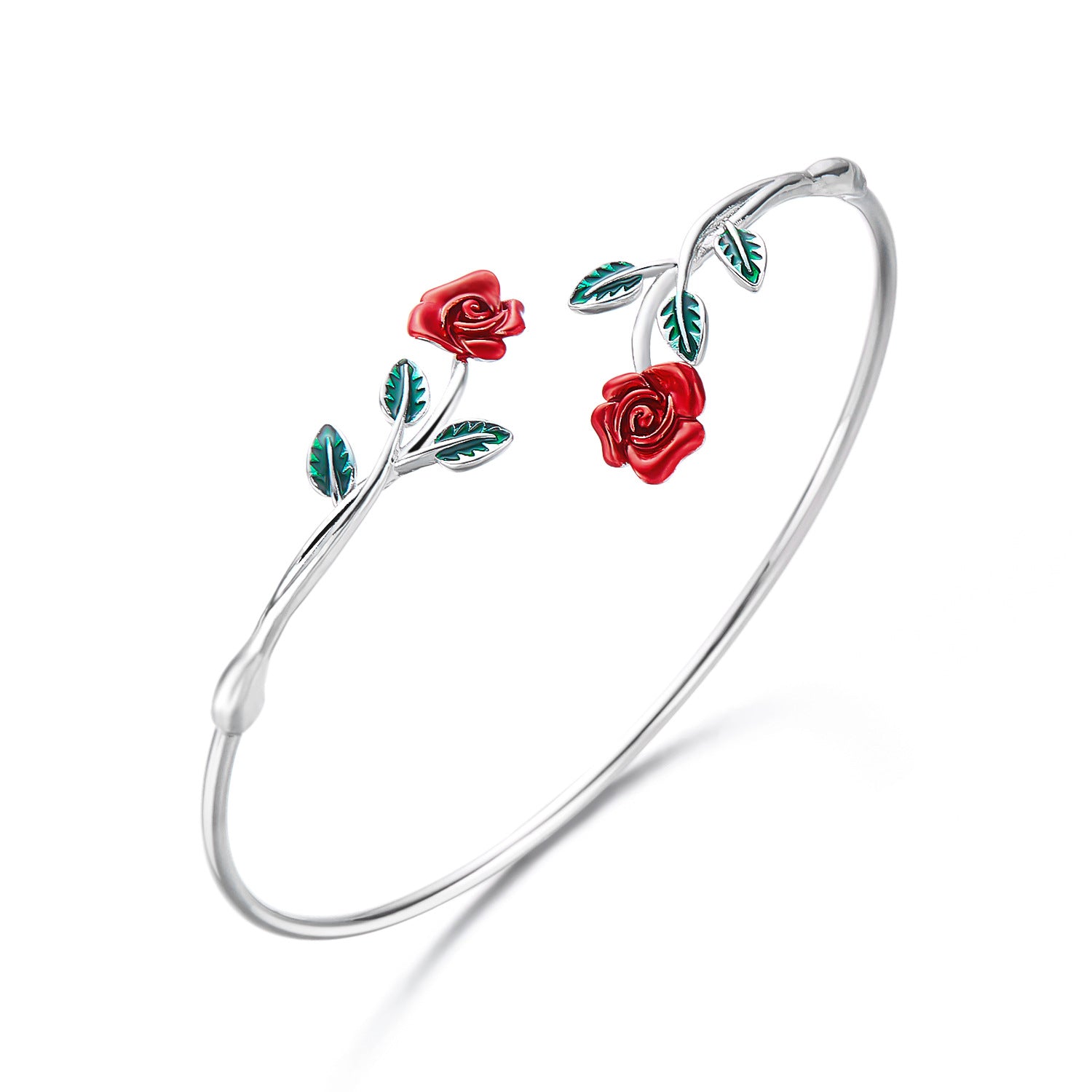 Wholesale Alloy Oil Drop Rose Open Bracelet Ring Set