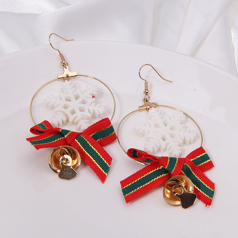 Wholesale 2 Pairs/pack Christmas Deer Gingerbread Man Bell Alloy Earrings